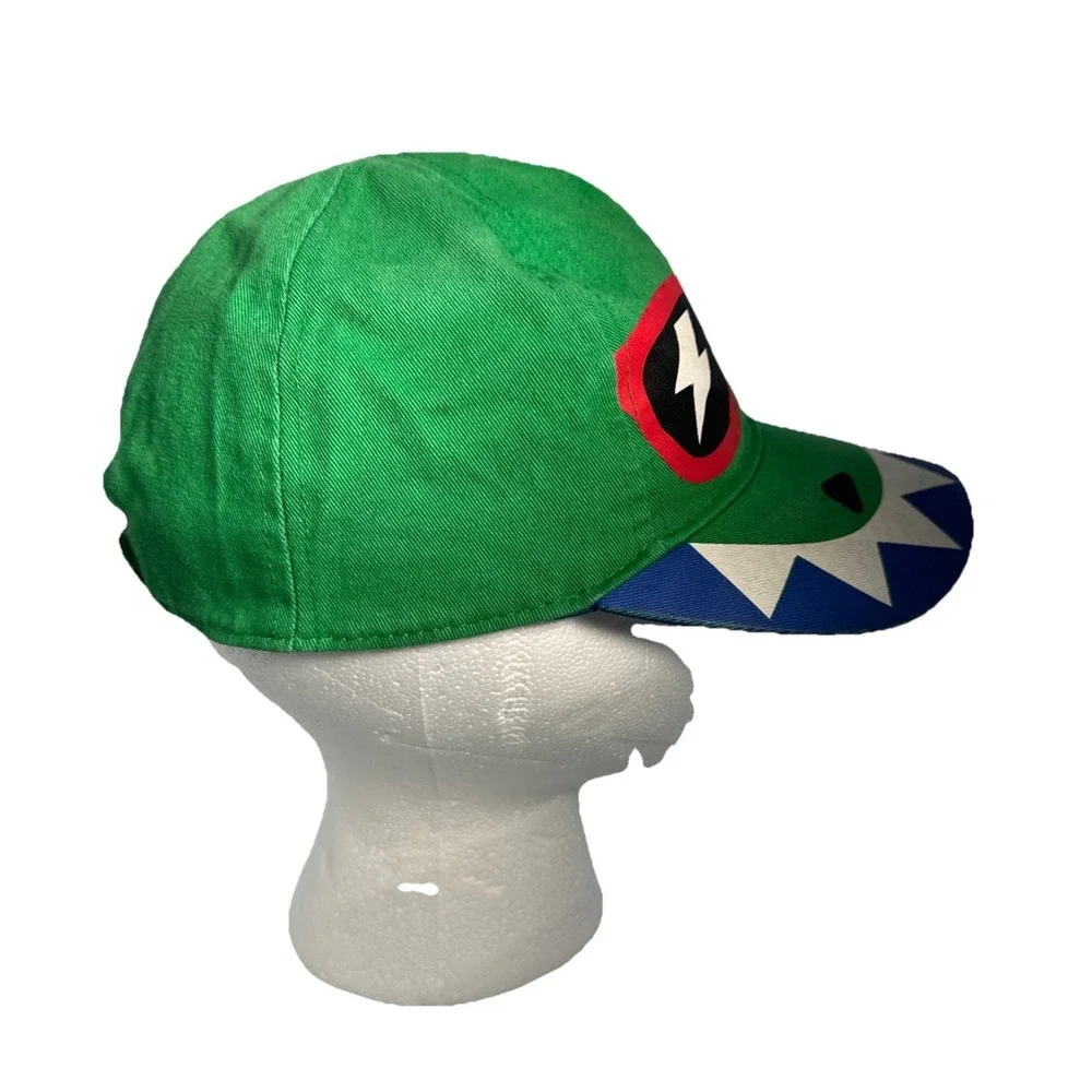 Kids Green Dinosaur Baseball Cap with Sunglasses and Teeth Design